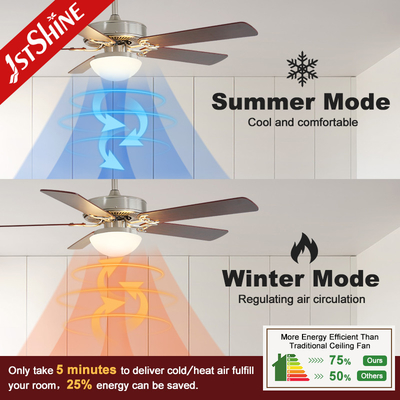 Smart Decorative Ceiling Fan With Light 2*E27 Brushed Nickel MDF Blade Remote Control