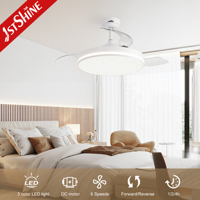 White Ceiling Fan With Light 3 Pc Blades Dimmable Led Light Dc Motor