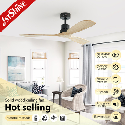 Wood Ceiling Fan With Dc Motor Low Noise High Speed Downrod Ceiling