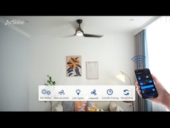 52인치 블랙 리모컨 LED 천장 팬 ABS 블레이드 속삭임 조용한 모터