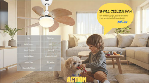 에 대한 최신 회사 뉴스 어린이 방 천장 팬 빛: 안전 하고 조용 하며 현대 공간 에 적합 합니다