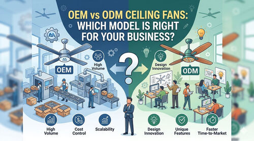 에 대한 최신 회사 뉴스 OEM 대 ODM 천장 팬: 어떤 모델이 비즈니스에 적합합니까?