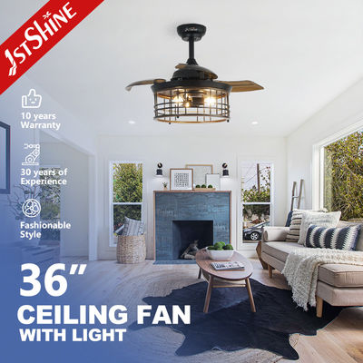 좋은 가격 36 인치 실내 스틸 케이지 E27 * 3 램프 LED 비시지 천장 팬 온라인으로