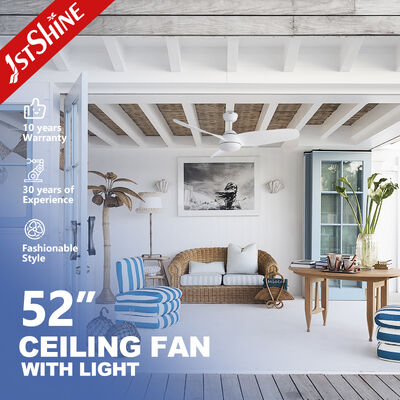 좋은 가격 52인치 모던 화이트 플라스틱 천장 선풍기 (ABS 날개 및 저소음 DC 모터, 통합 LED 조명 포함) 온라인으로
